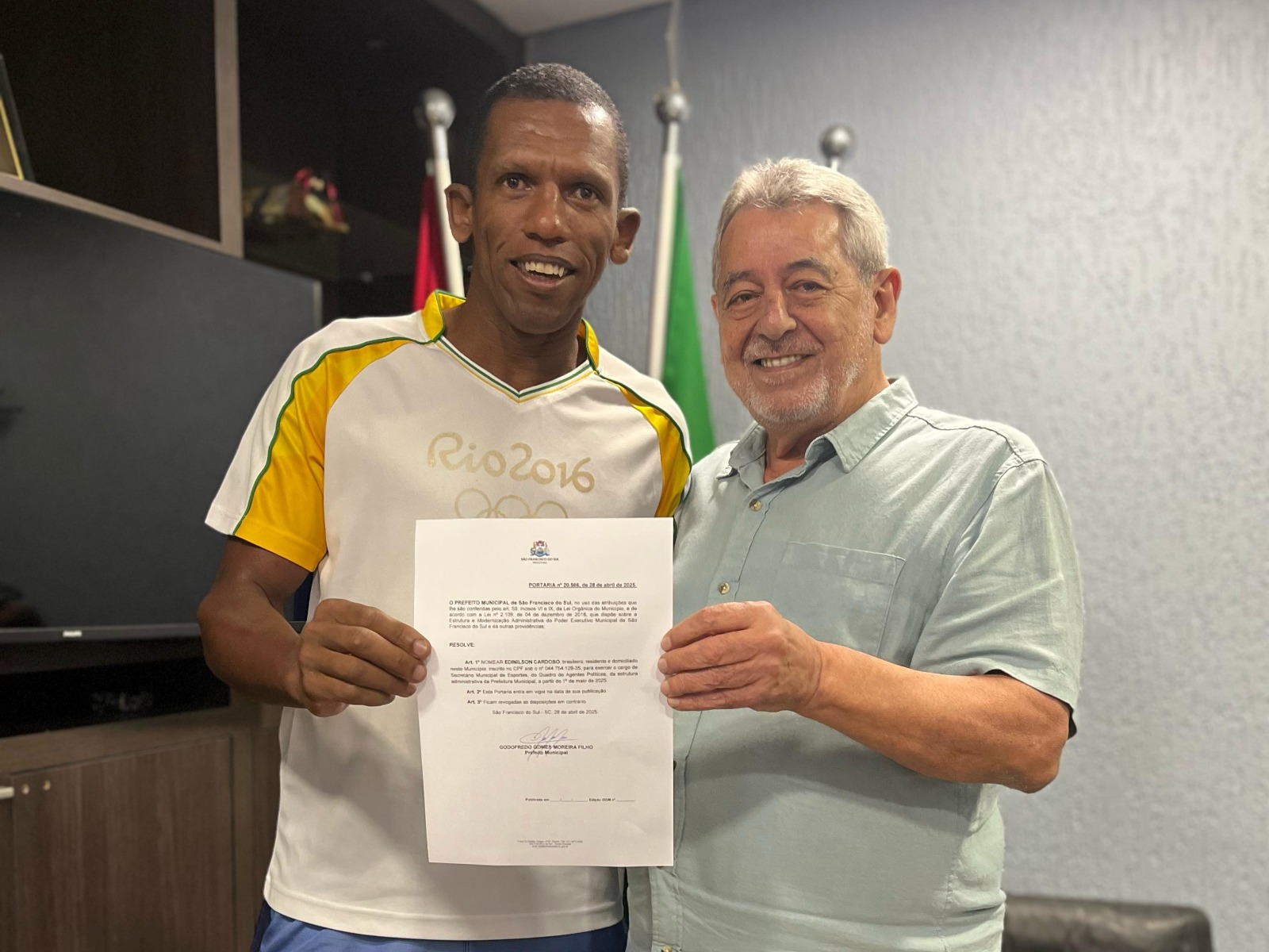 Imagem JPG, Prefeitura de São Francisco do Sul anuncia troca de comando na Secretaria de Esportes