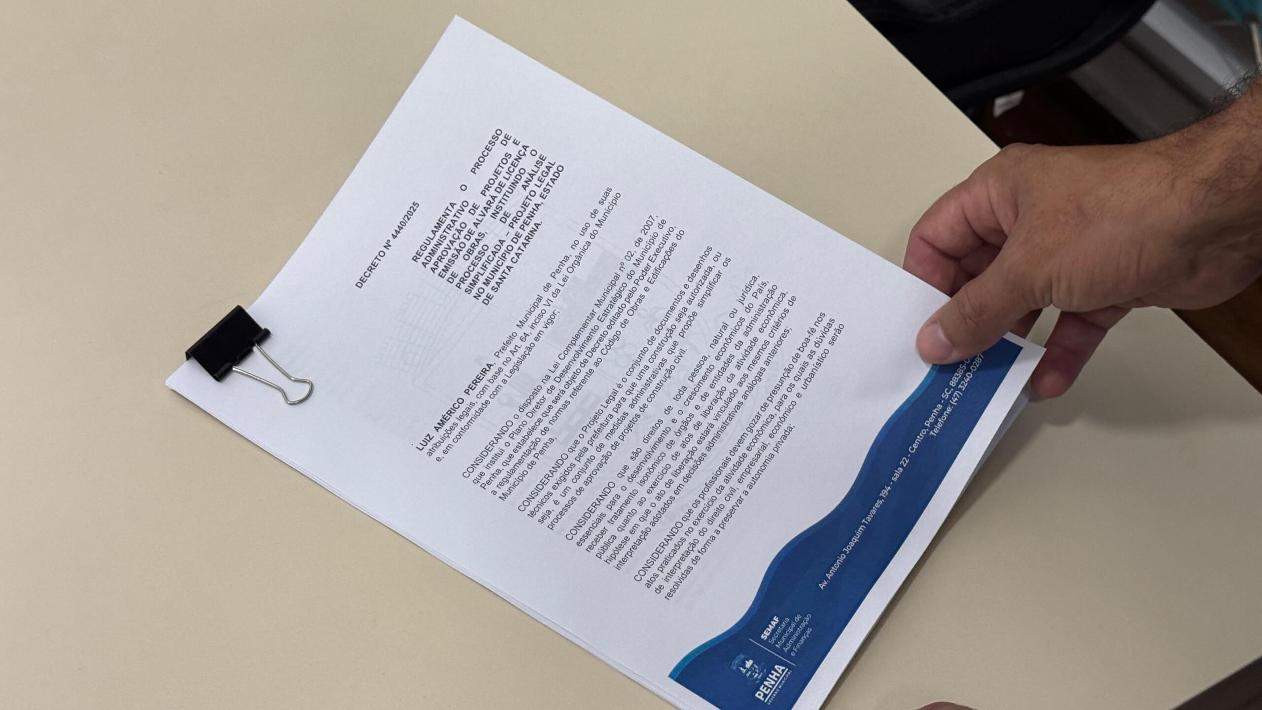 Imagem JPG, Prefeitura de Penha regulamenta processo simplificado para aprovação de projetos de obras