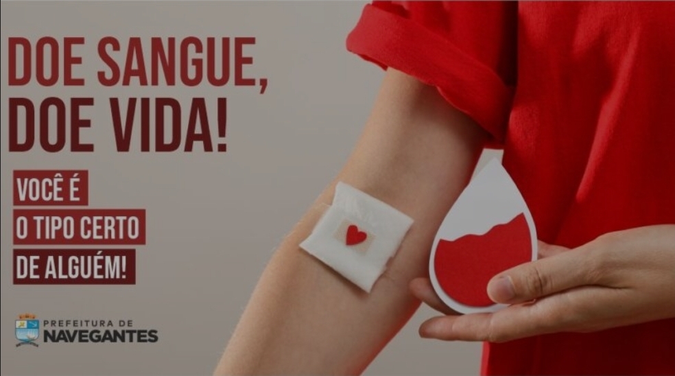 Imagem JPG, Navegantes promove campanha de doação de sangue com transporte gratuito ao Hemosc de Blumenau