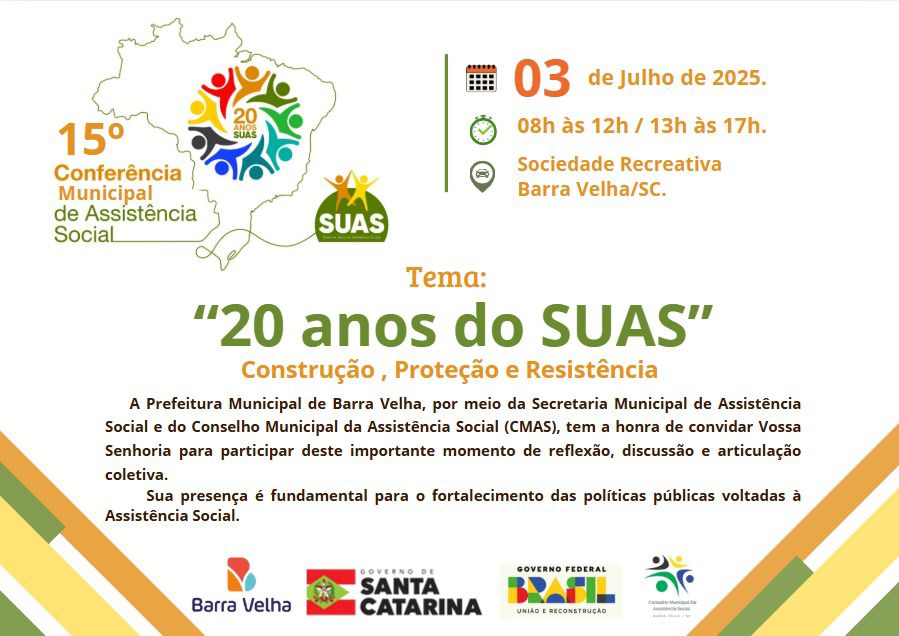 Imagem JPG,  Convite Oficial | 15ª Conferência Municipal de Assistência Social de Barra Velha