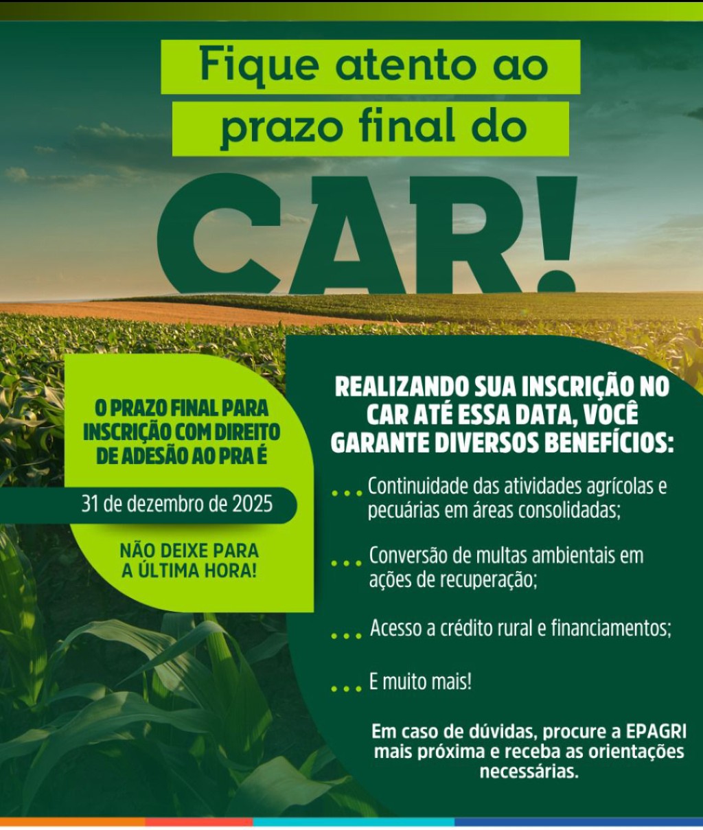 Imagem JPG, Prazo para inscrição no Cadastro Ambiental Rural termina em 31 de dezembro