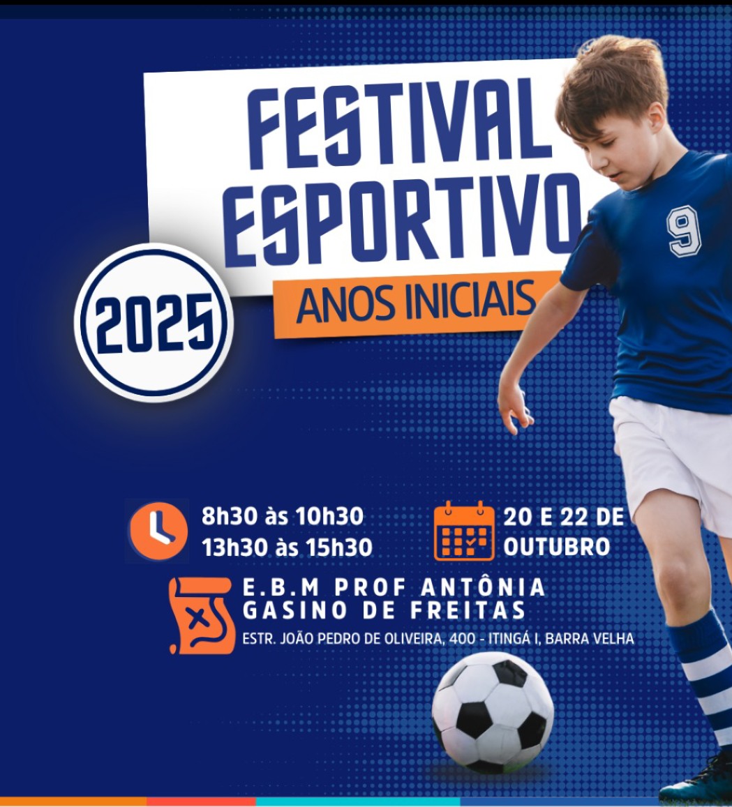 Imagem JPG, Secretaria de Educação, Cultura e Desporto de Barra Velha realiza 4° Edição do Festival Esportivo dos Anos Iniciais nos próximos dias 20 e 22 de outubro. 